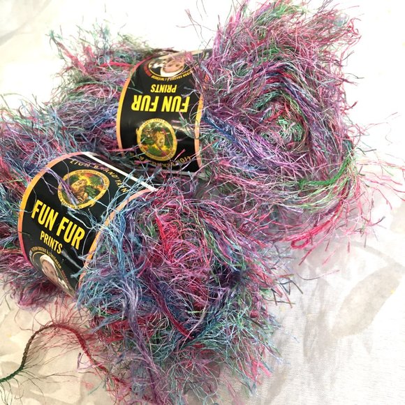Tropical Eyelash Yarn Fun Fur Lion Brand Yarn Bundle of 2 - Picture 2 of 5